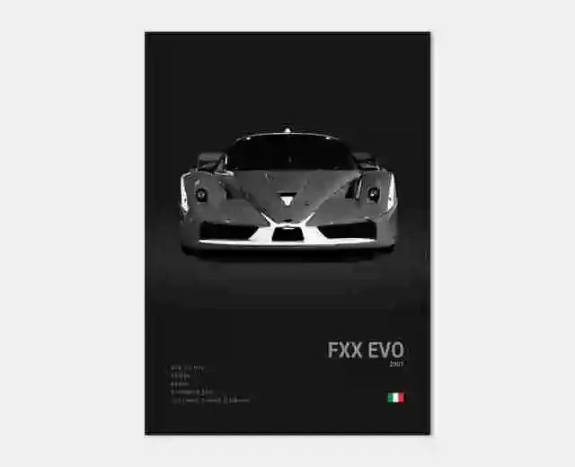 Pop B&W Italy Super Sport Car Canvas Poster Wall Art Garage F40 GTO GTB Mancave