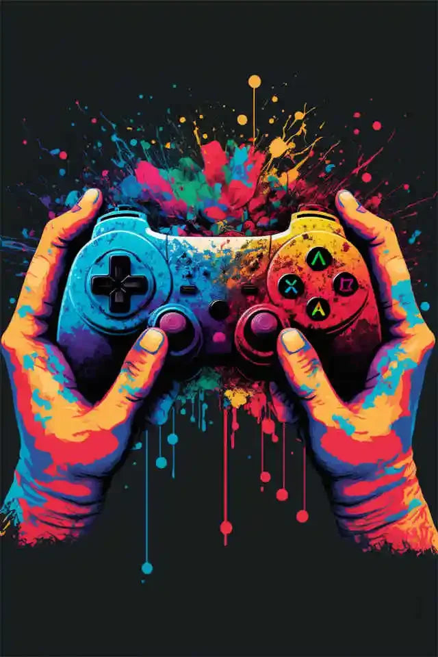 Colorful Vibrant Gamer Canvas Wall Art Nordic Aesthetic Unframed Poster Mancave