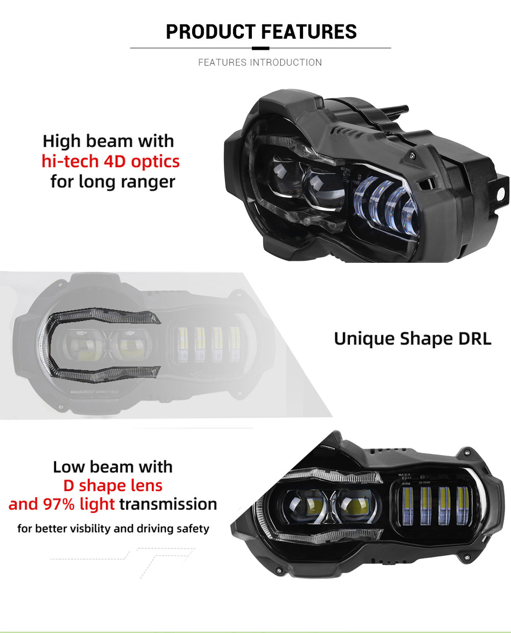 LED Headlight upgarde BMW R1200GS 2004-2012 R1200GS ADV 2005-2013 Plug & Play E24