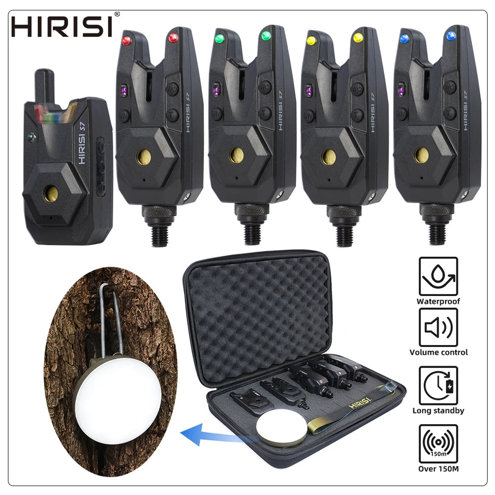 Wireless Carp Fishing Alarm Set w/ Camping Light Waterproof Bite Indicator