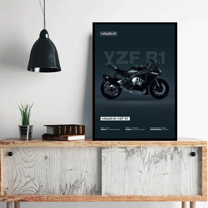 Minimalist Motorcycle Poster Art V4 S1000 RSV4 Canvas Print Mancave Office