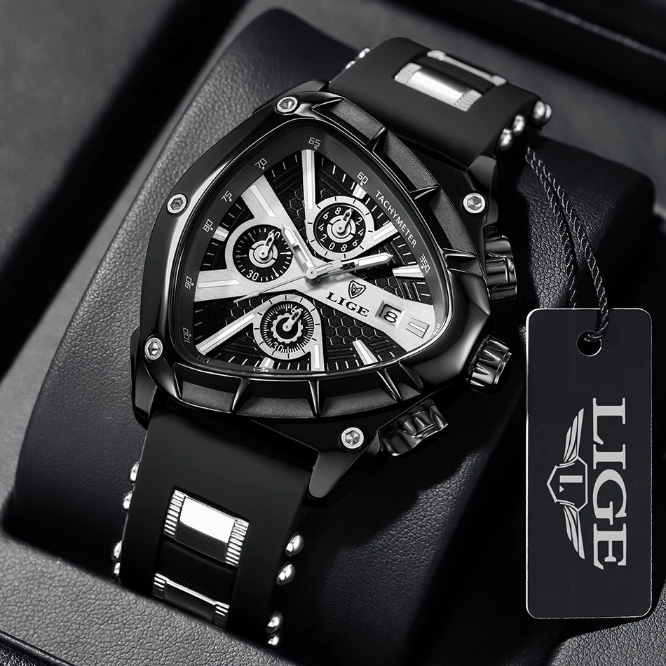 LIGE Original Luxury Men's Watch with Box choice of finish, Perfect Gift