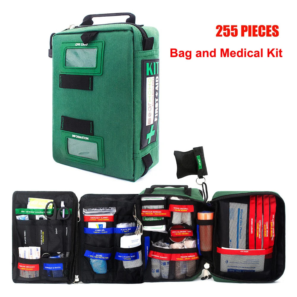 255pcs First Aid Kit Emergency Medical Bag, Cpr kit, Home, Car, Camping, Outdoor