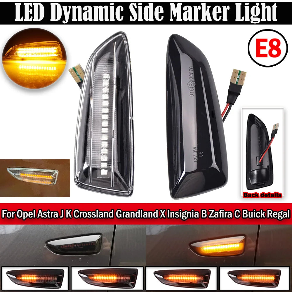 Dynamic LED Side Marker Turn Signal Lights for Vauxhall/Opel Astra J K Zafira C