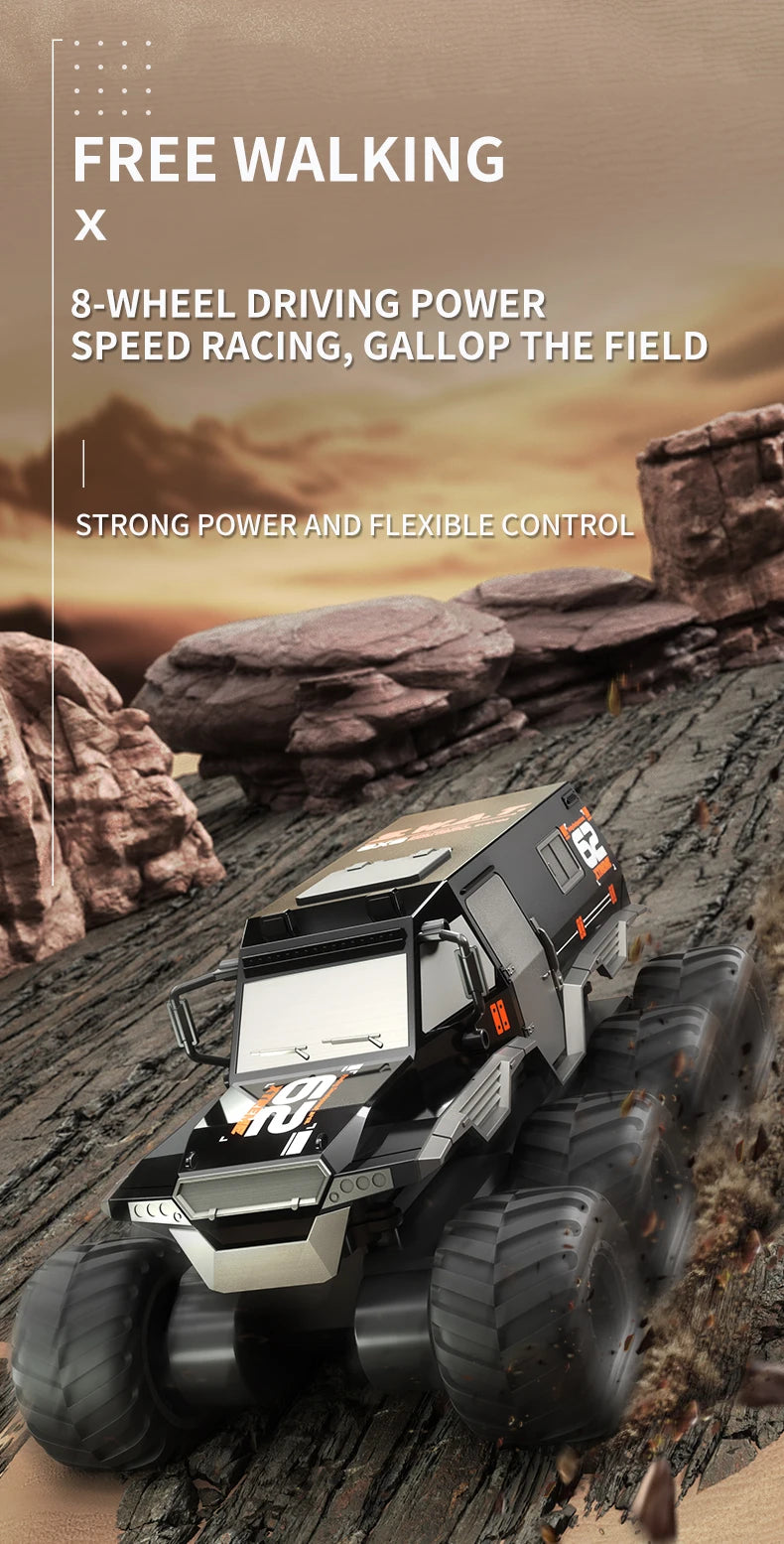 8X8 RC Car 8WD Amphibious Off-Road Stunt Truck 2.4G Waterproof Racing Crawler