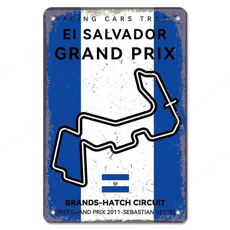 Vintage Race Track Metal sign F1 Aluminium Plaque Garage, Mancave, Home, Office