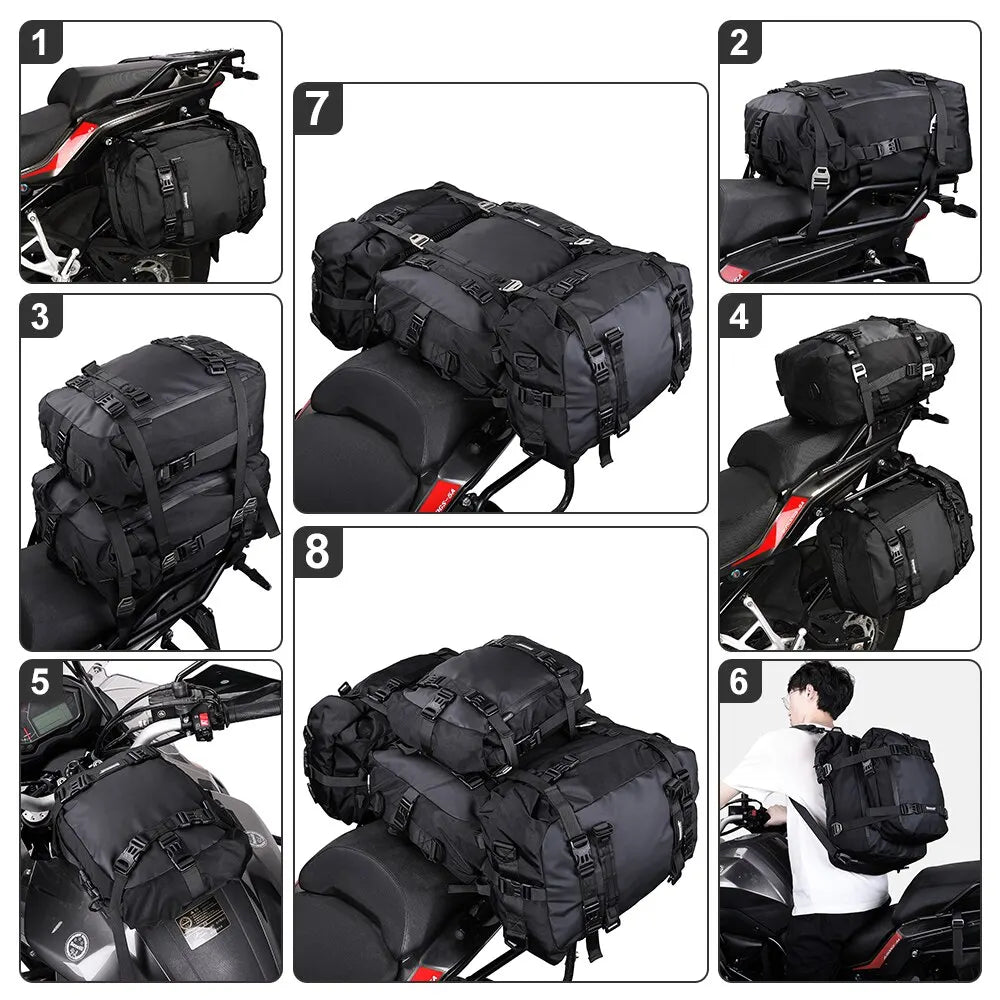 Rhinowalk Motorcycle Saddle Luggage Waterproof Rear Seat Bag 10L 20L 30L