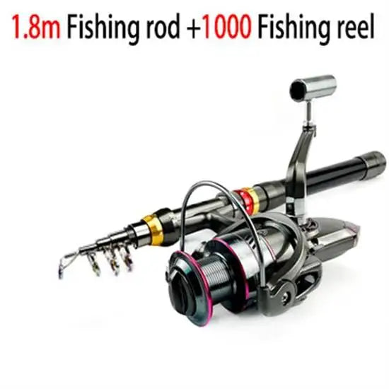 1.8-3.6m Carbon Fiber Telescopic Fishing Rod & Reel Combo Kit Compact & Portable
