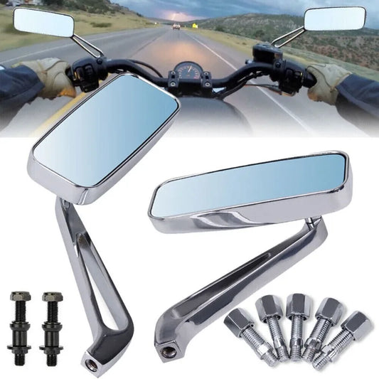 1 Pair 8/10mm Chrome Motorcycle Rear View Mirrors