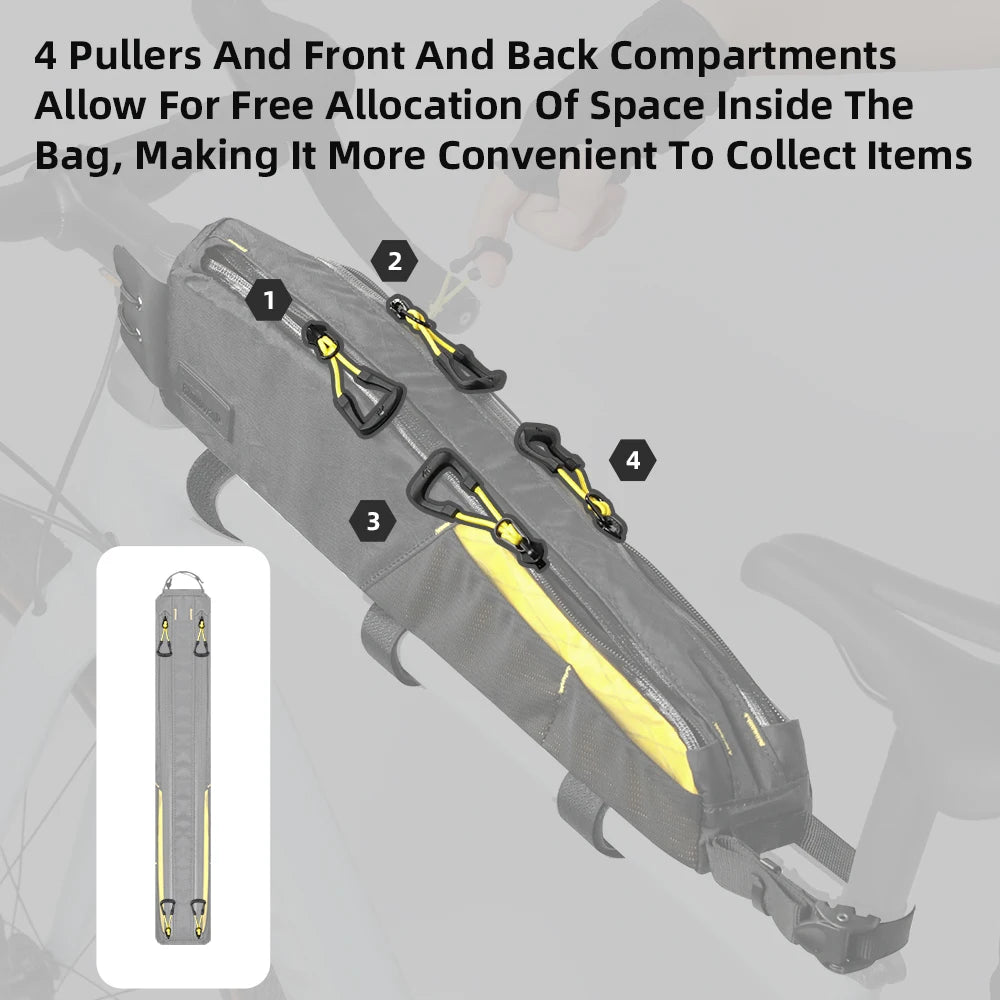 Rhinowalk 2.1L Waterproof Bike Top Tube Bag MTB Gravel Frame Storage Pouch