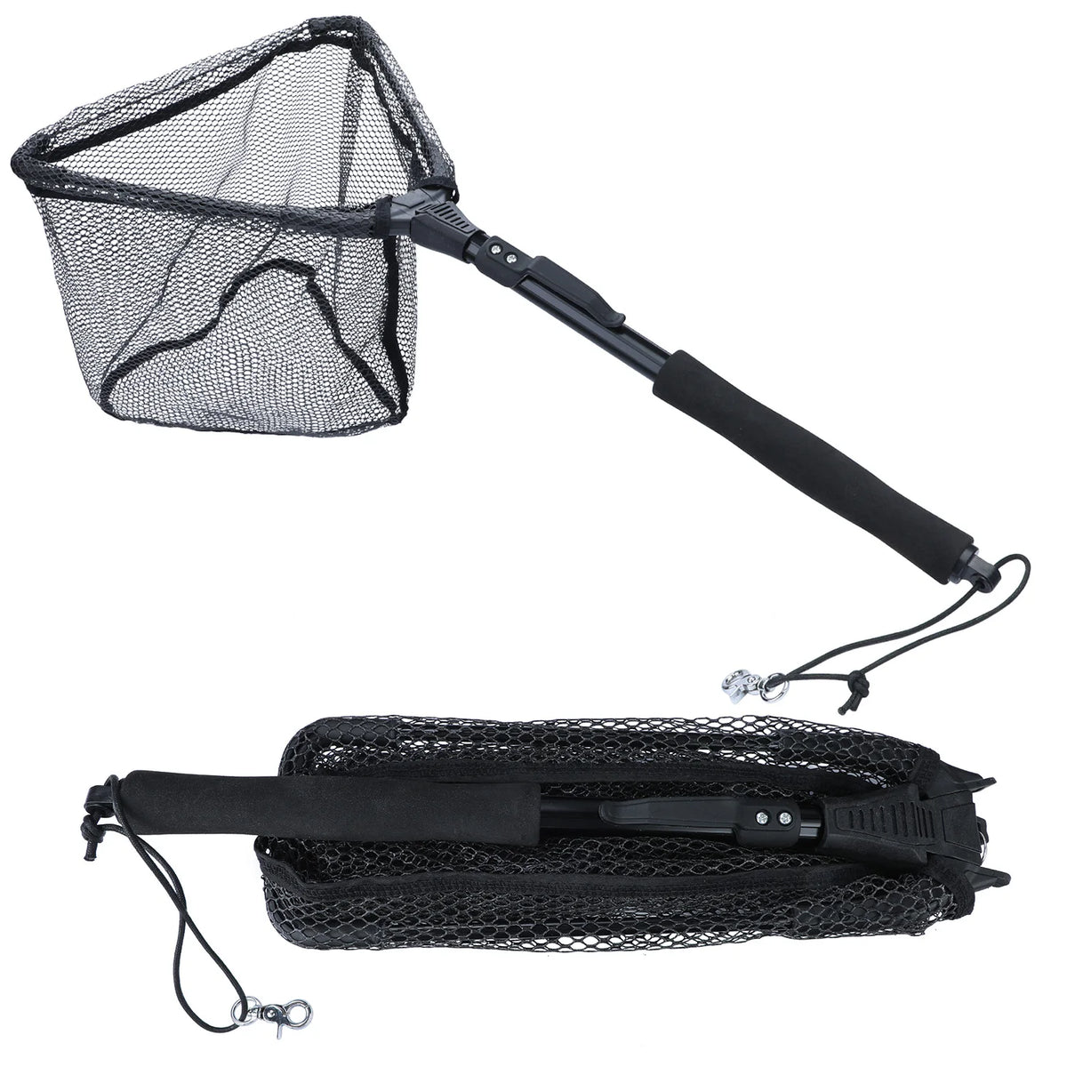 Portable Retractable Fishing Net 75/95/115cm for Bass, Carp, Trout, Multifilament