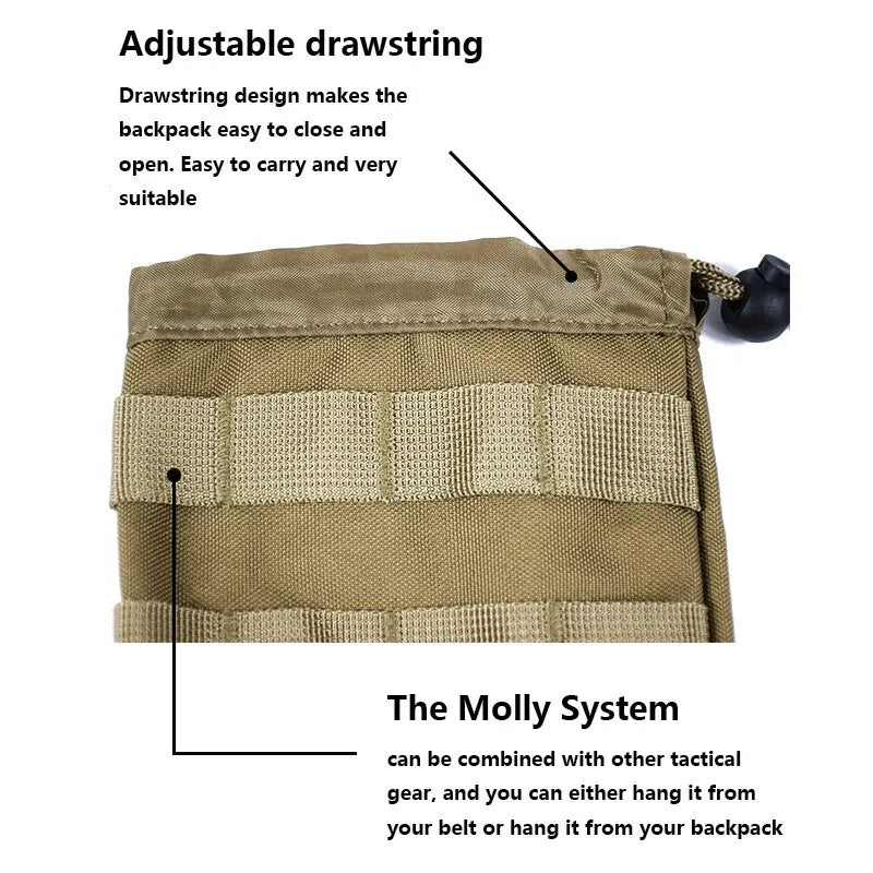 Tactical Water Bottle Bag MOLLE 600D Nylon Khaki Pouch Outdoor Hiking Airsoft