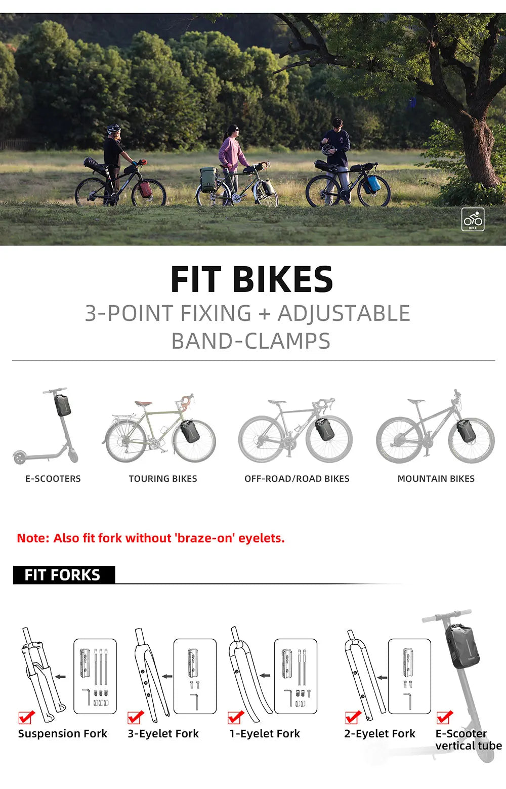 Rhinowalk Waterproof 4L-6L Bike Fork Bag Quick Release Shoulder Pack MTB Road