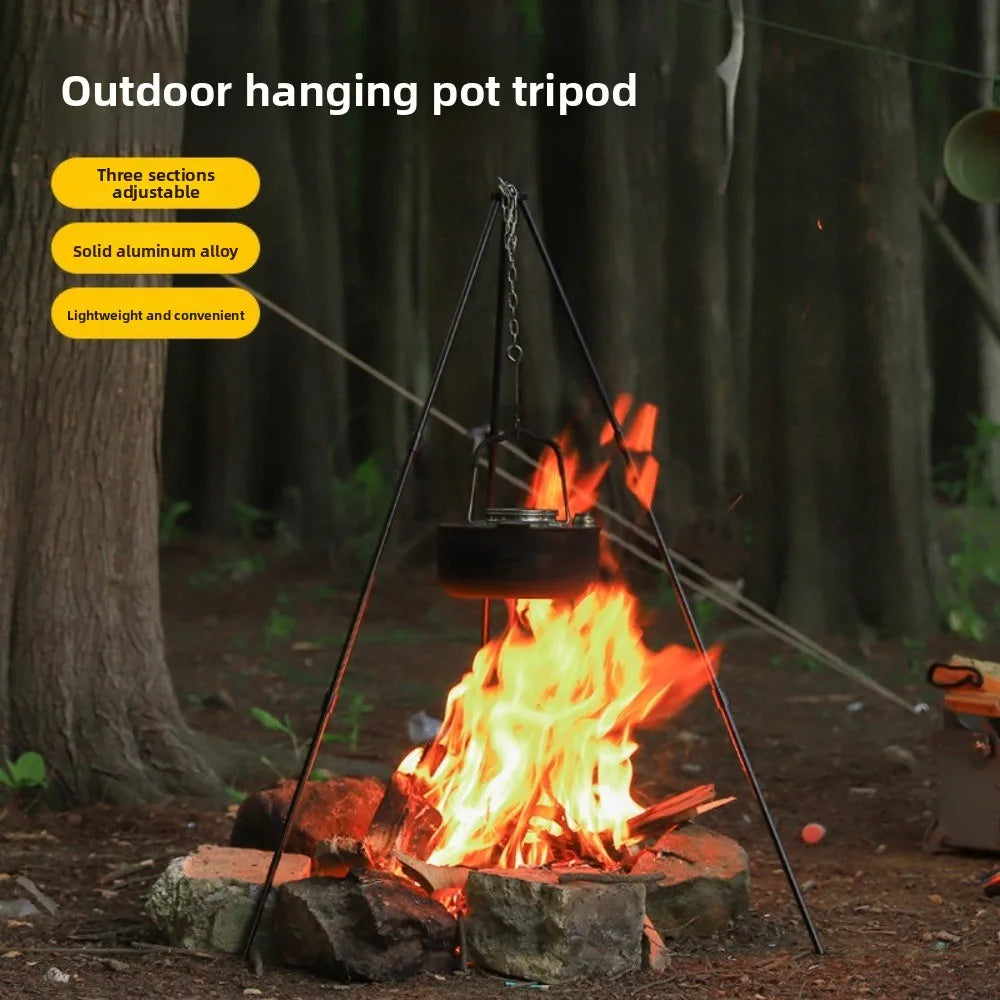 Camping Campfire Tripod Hanging Pot Cooking Aluminum Alloy