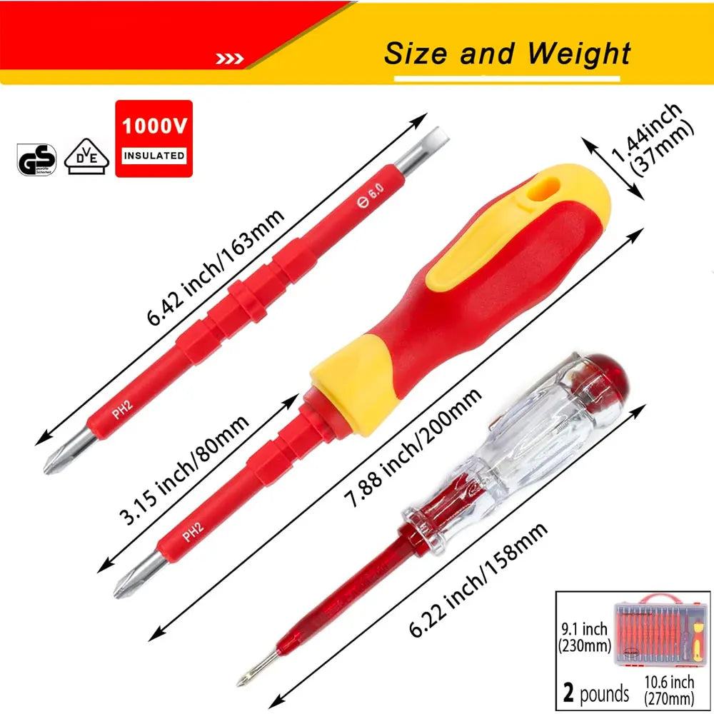 26 in 1 1000V Insulated Screwdriver Set, Electrician Professional Tools Magnetic