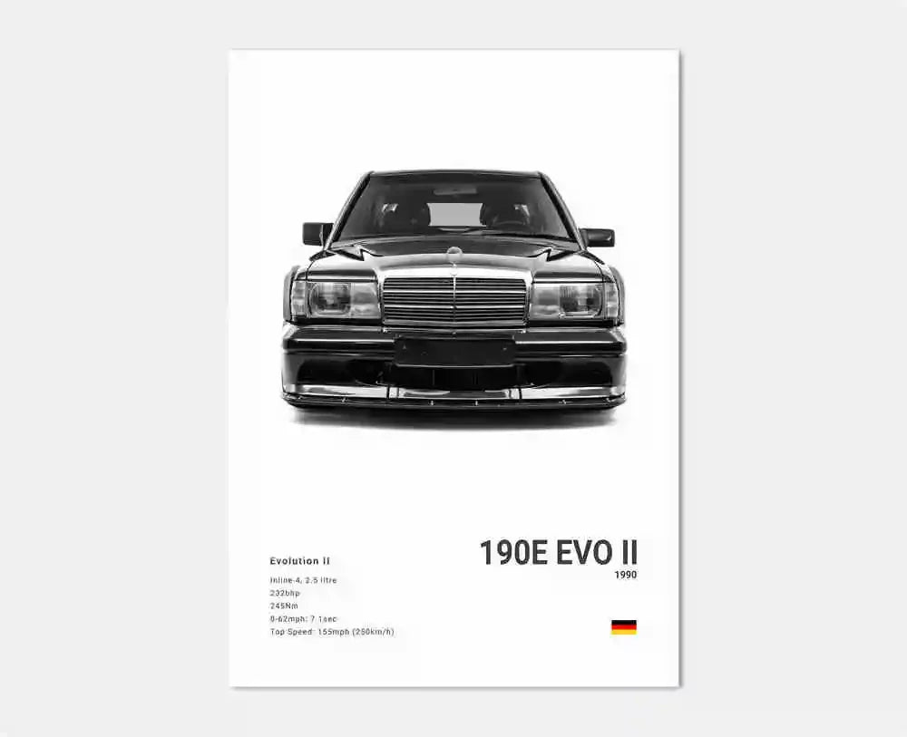 B&W Luxury Sports Car Poster Canvas Wall Art Garage Mancave Merc G63 SL GTR AMG