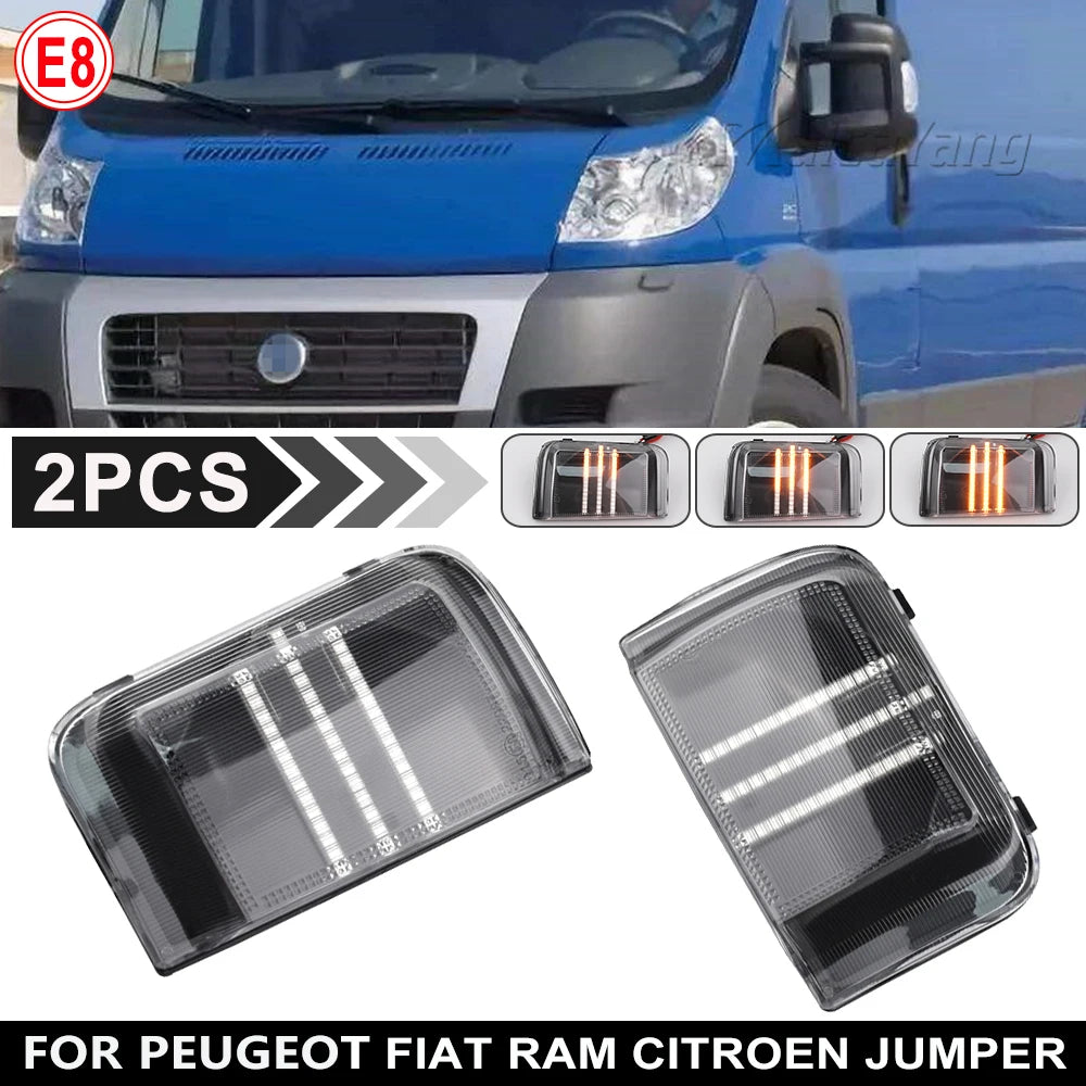 2pcs LED Dynamic Turn Signal Mirror Light For Peugeot Boxer Fiat Ducato Jumper