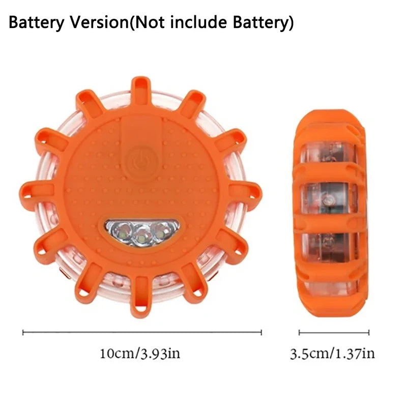 LED Warning Light Safety Flare 9-Mode Emergency Strobe Magnetic USB/Batt