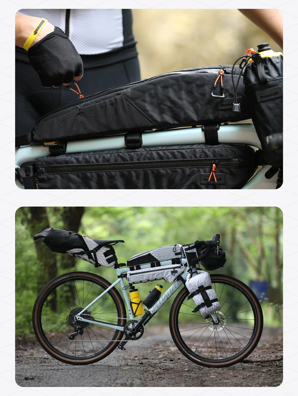 Rhinowalk 2.1L Waterproof Bike Top Tube Bag MTB Gravel Frame Storage Pouch