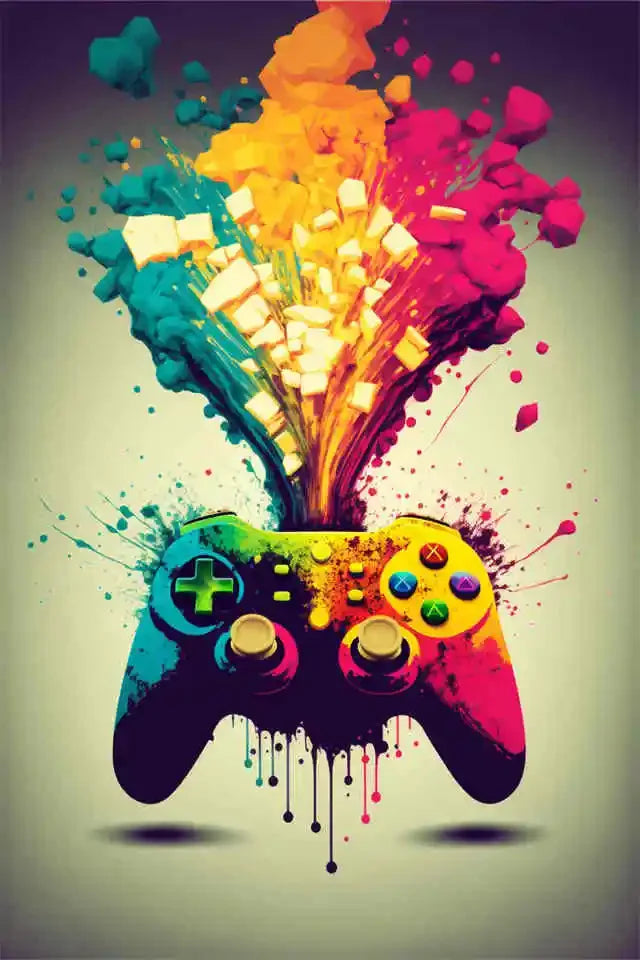 Colorful Vibrant Gamer Canvas Wall Art Nordic Aesthetic Unframed Poster Mancave