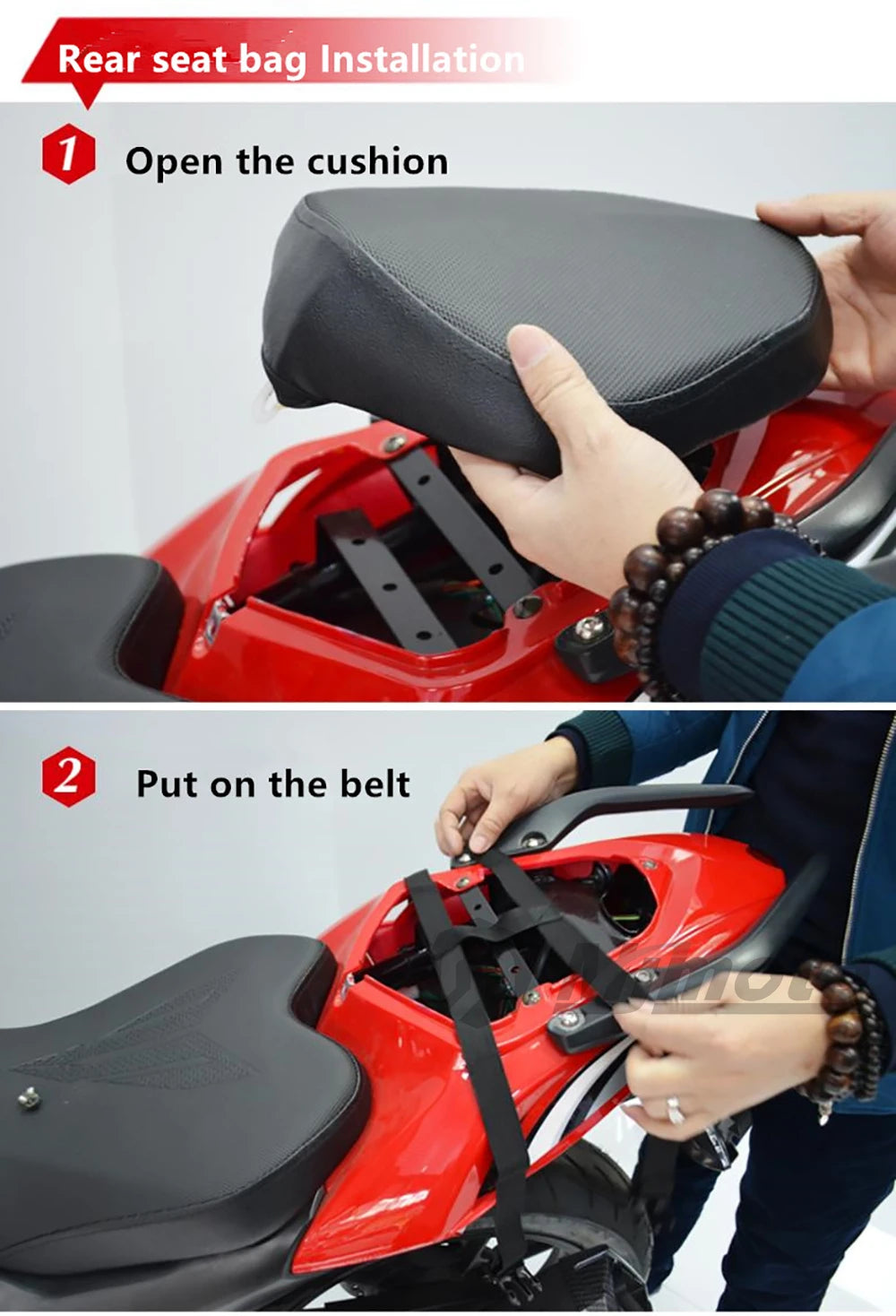 15L Motorcycle Tail Bag Waterproof Rear Seat Backpack Helmet Storage expandable