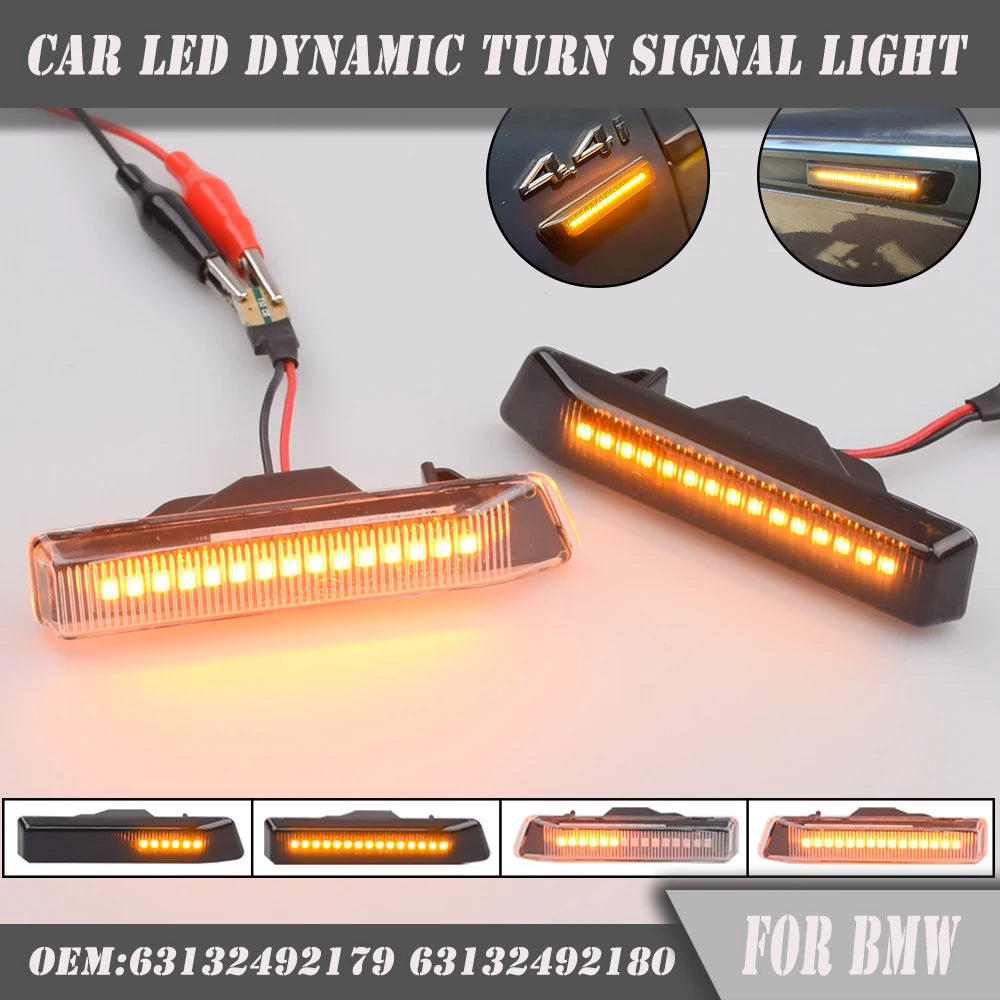 Dynamic LED Fender Turn Signal Light for BMW X5 E53 E36 M3 2000-2005 Side Lamp