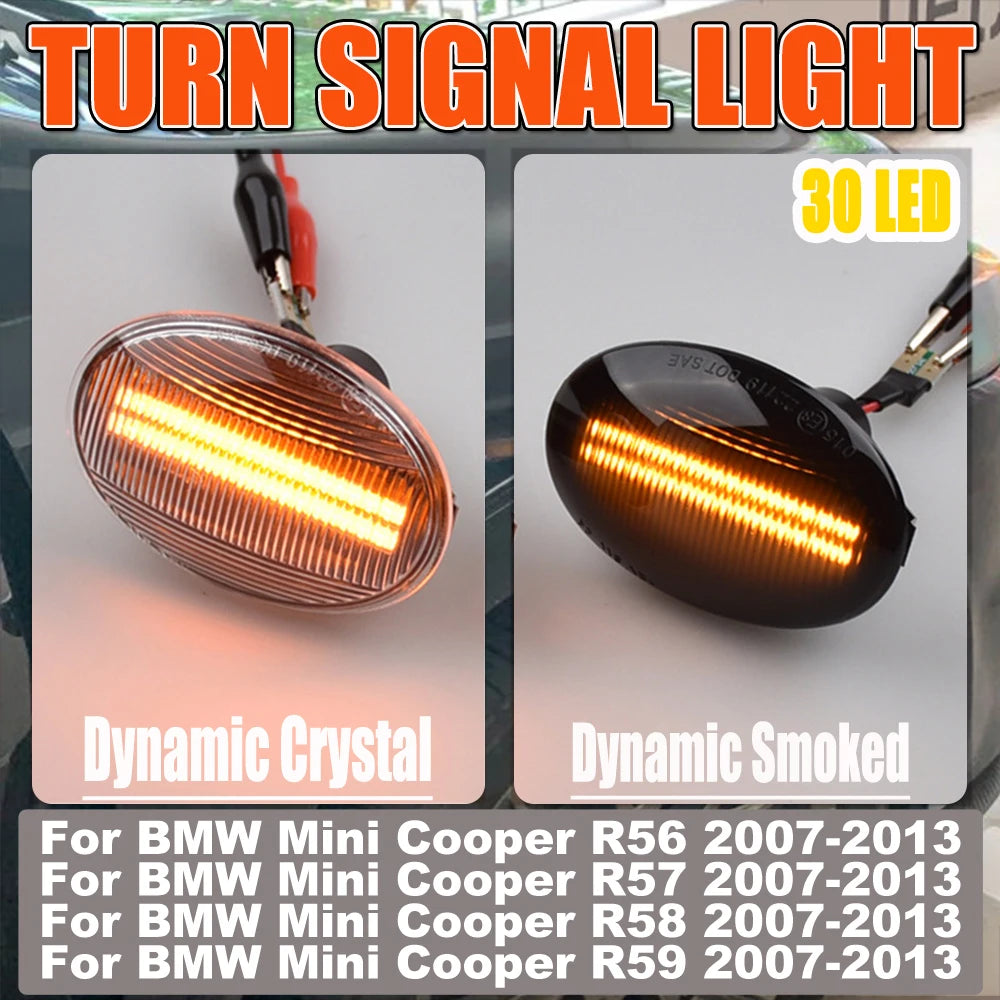 Pair Dynamic LED Side Marker Light Indicator for BMW MINI Cooper R55 R56 R57 R58