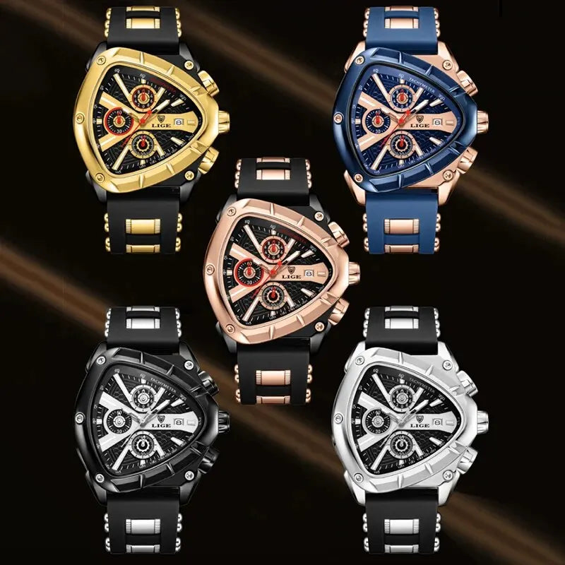 LIGE Original Luxury Men's Watch with Box choice of finish, Perfect Gift