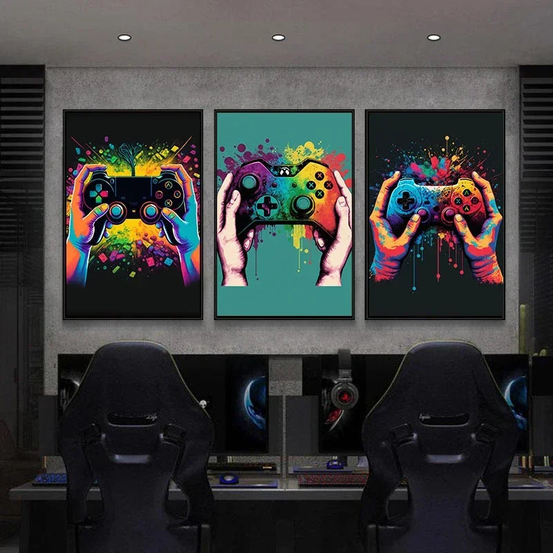 Colorful Vibrant Gamer Canvas Wall Art Nordic Aesthetic Unframed Poster Mancave