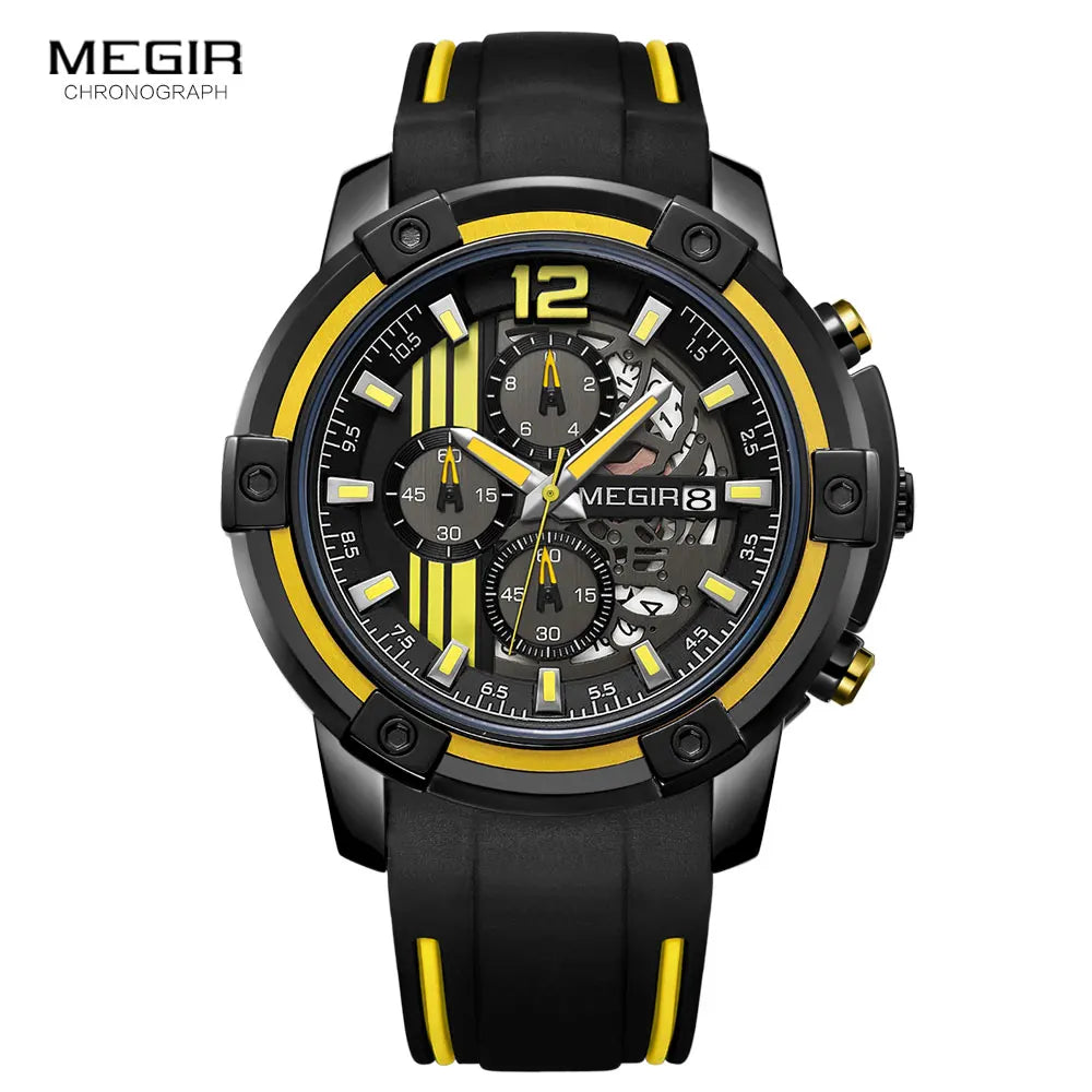 MEGIR Men's Sport Chronograph Watch – Waterproof, Luminous, Silicone Strap