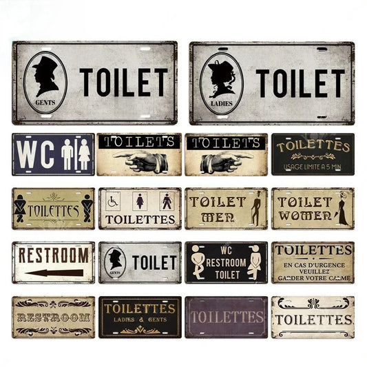 Vintage style Restroom Metal Sign Plaque Plate for Bar, Club, Toilet, Bathroom