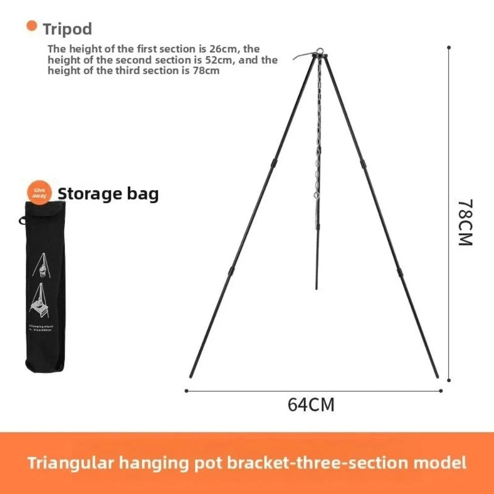 Camping Campfire Tripod Hanging Pot Cooking Aluminum Alloy