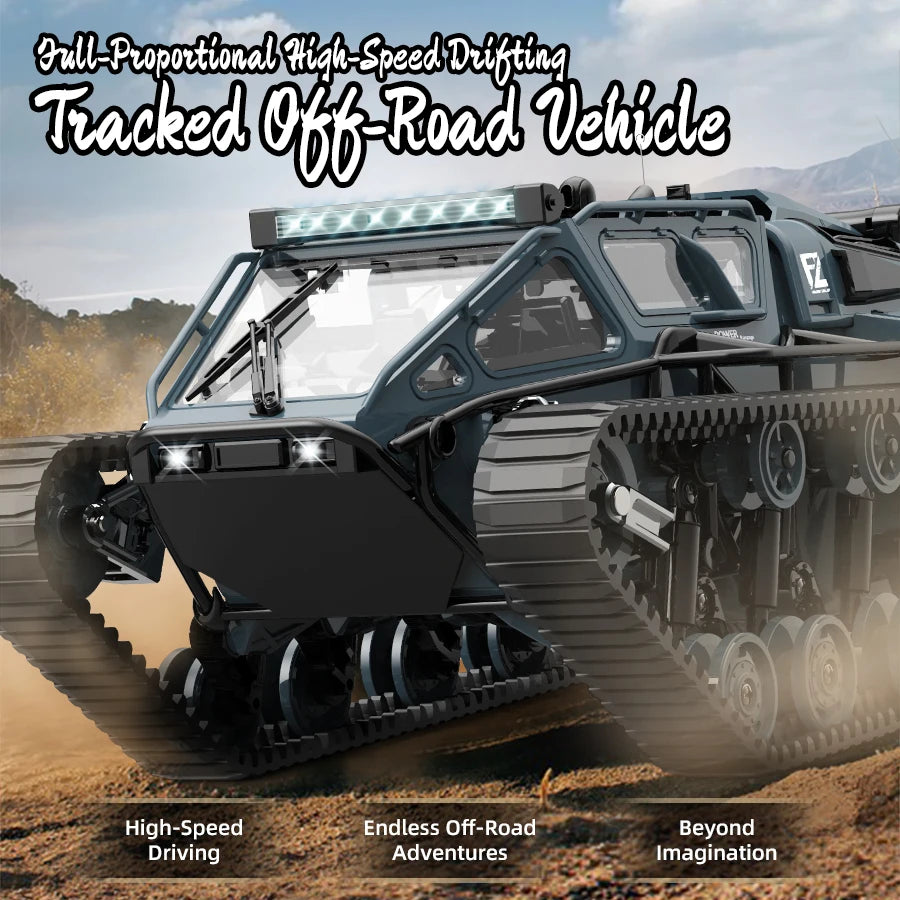 JJRC C8812 6CH RC Tank Tracked Car 2.4G 4WD Drift Off-Road Vehicle w/ LED Lights