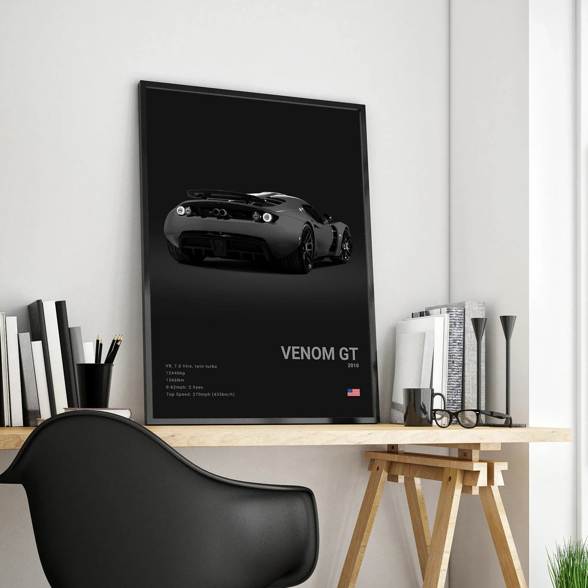 Pop Art Black Luxury Supercar Canvas Poster Wall  Home Mancave Decor Ghost GT RS