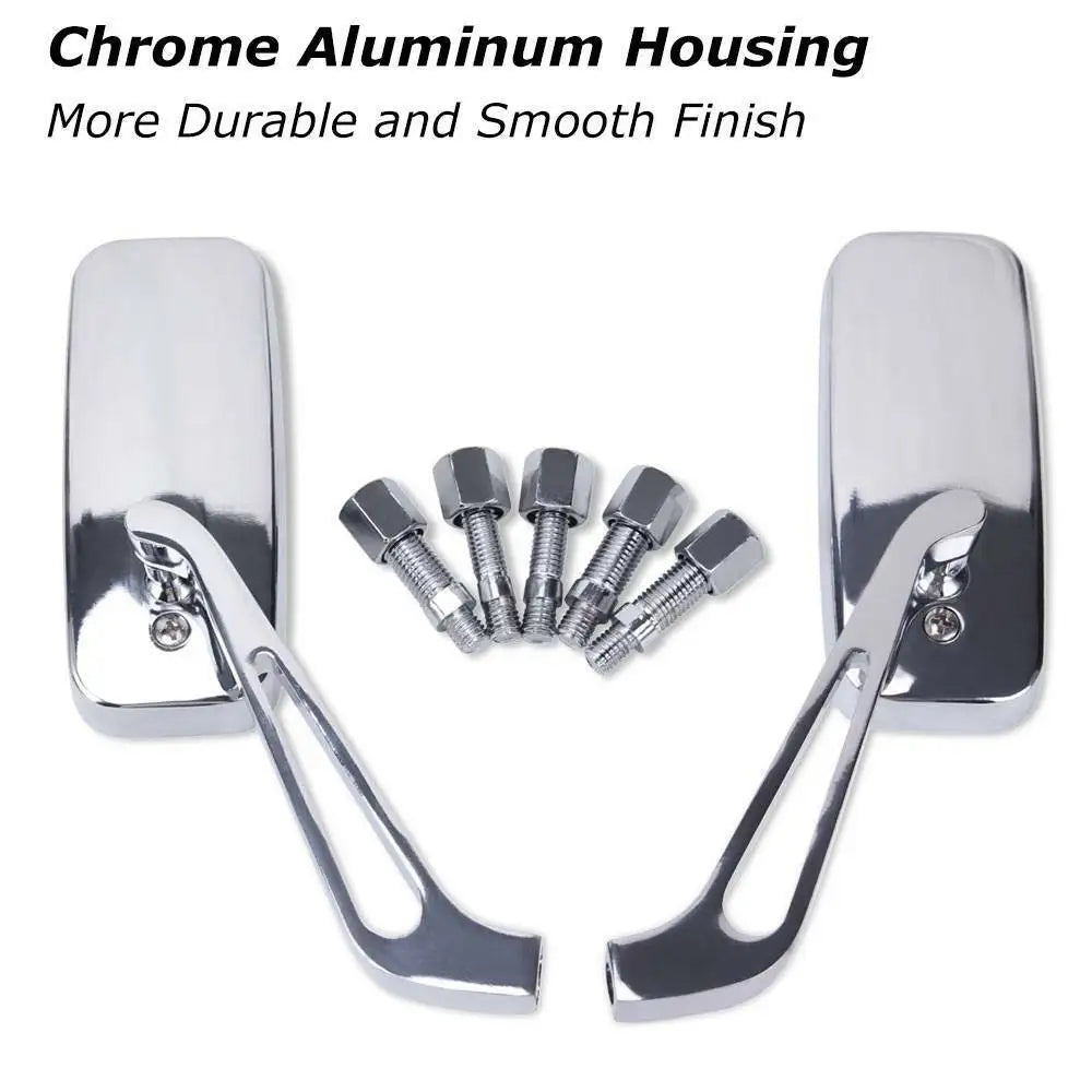 1 Pair 8/10mm Chrome Motorcycle Rear View Mirrors