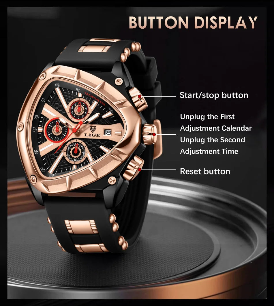 LIGE Original Luxury Men's Watch with Box choice of finish, Perfect Gift