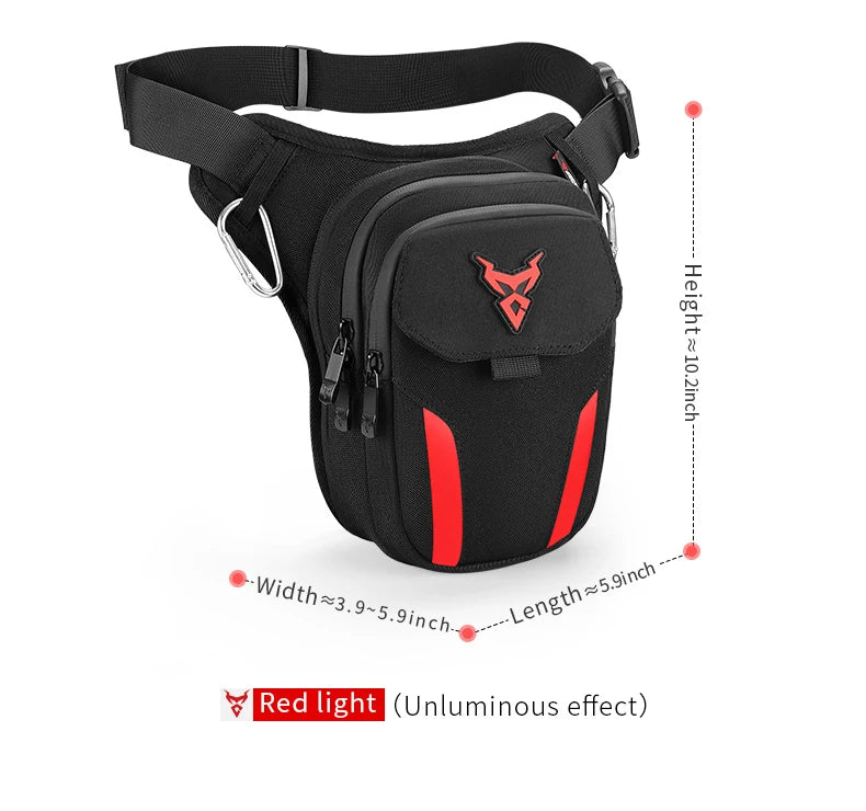 Waterproof Motorcycle Drop Leg Bag with LED Light - Moto Pack for Outdoor Sports