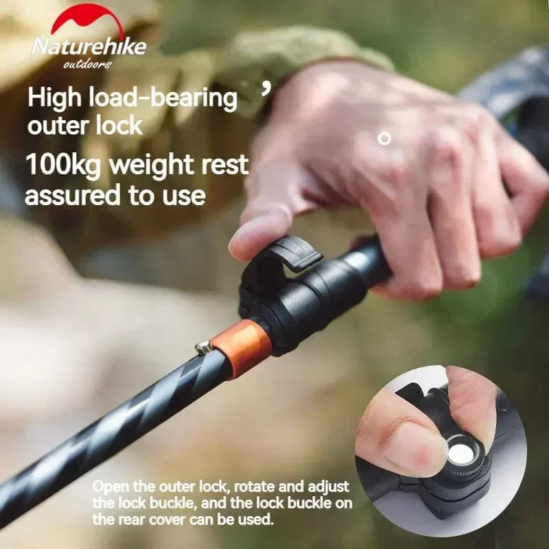Folding Trekking Pole 5-Section Carbon Aluminium Ultralight Hiking Stick x1