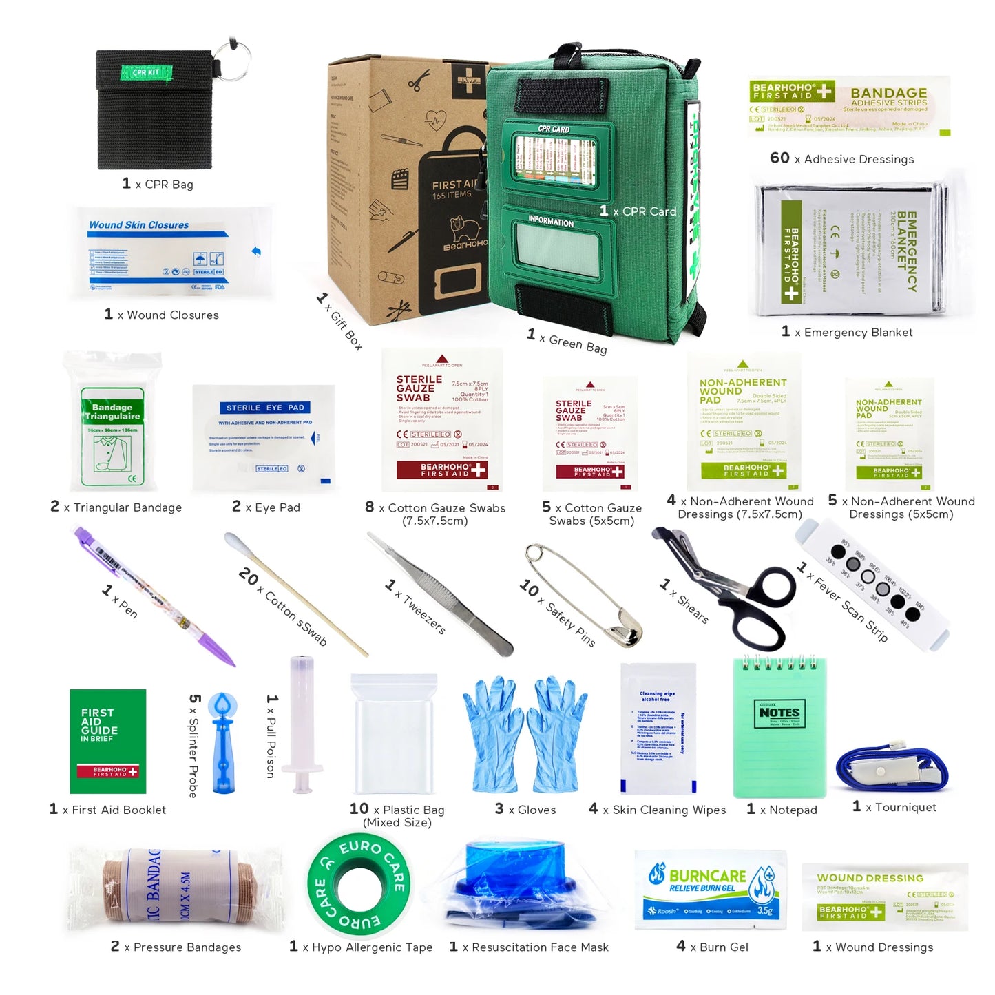 165-Piece Handy First Aid Kit Emergency Survival Medical for Outdoor & Car