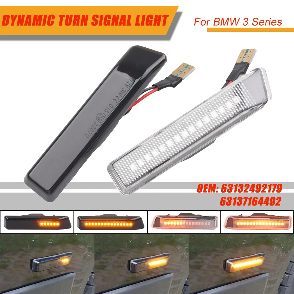 Dynamic LED Fender Turn Signal Light for BMW X5 E53 E36 M3 2000-2005 Side Lamp