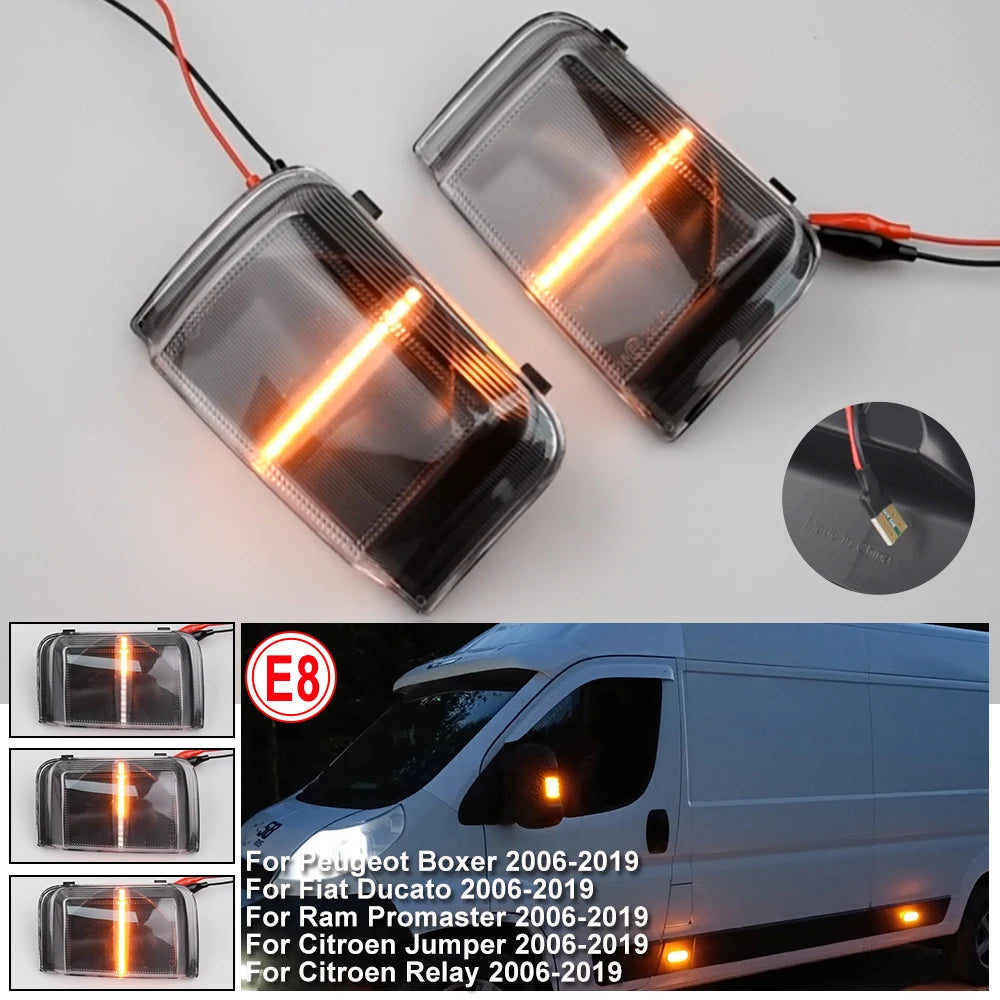2pcs LED Dynamic Turn Signal Mirror Light For Peugeot Boxer Fiat Ducato Jumper