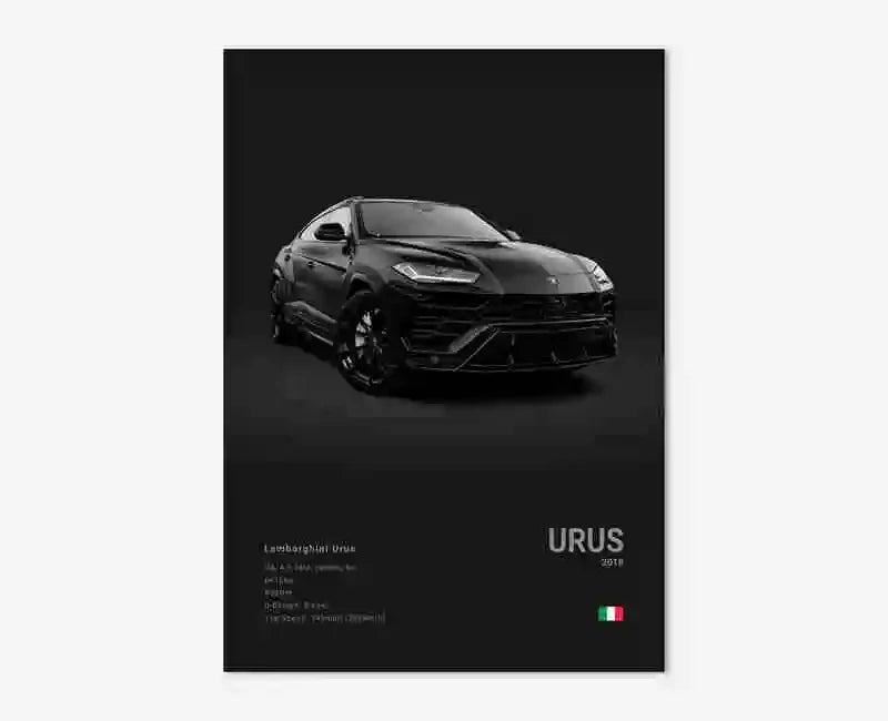 B&W Canvas Poster Luxury Supercar Lamborghini SUV SVJ Wall Art Garage Mancave