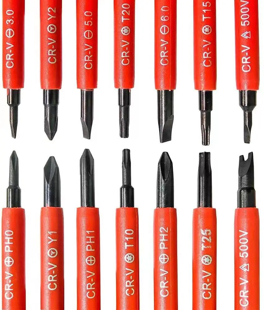 14pc VDE 500v Insulated Screwdriver Set With Tester Pen Electricians Hand Tools