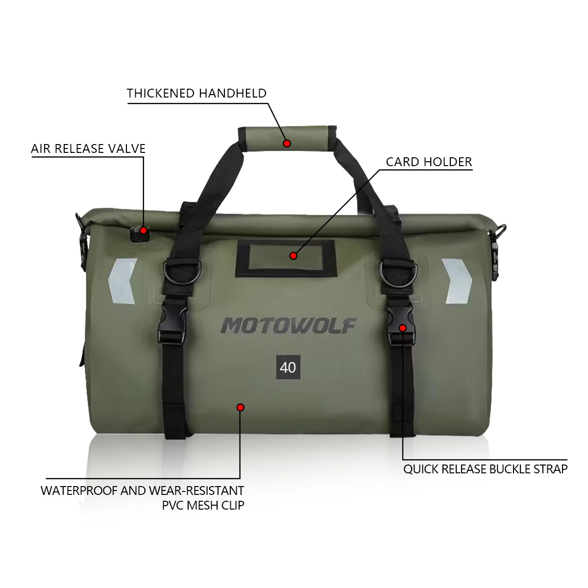 Motorcycle Waterproof Dry Bag 40L 66L Luggage Roll Pack Tail Seat Bag Holdall