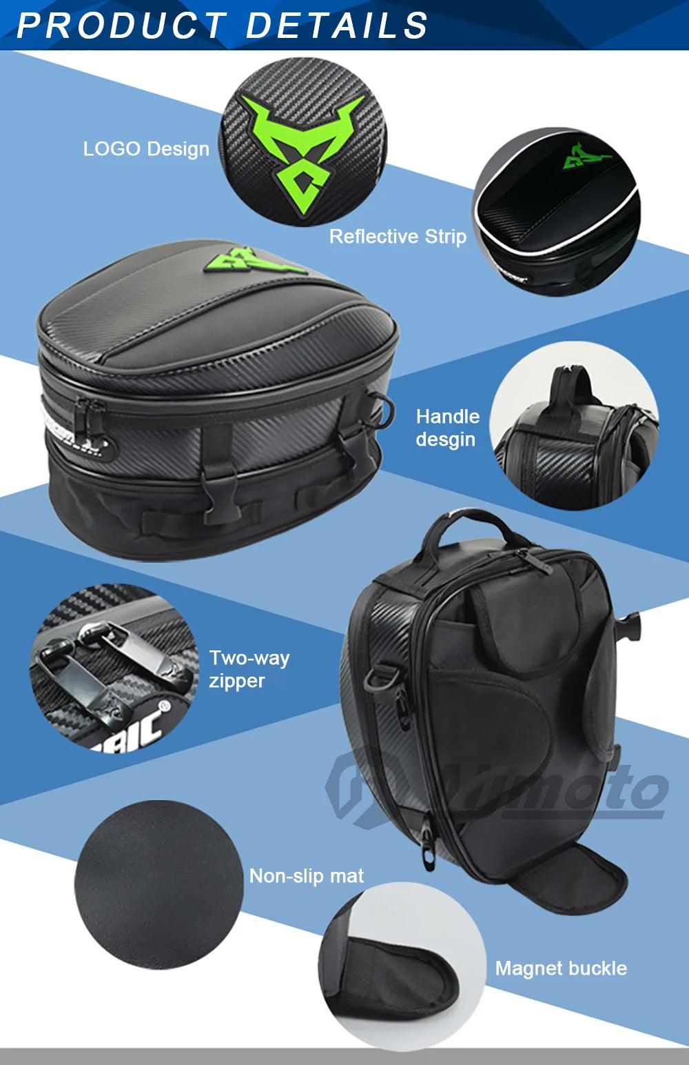 15L Motorcycle Tail Bag Waterproof Rear Seat Backpack Helmet Storage expandable