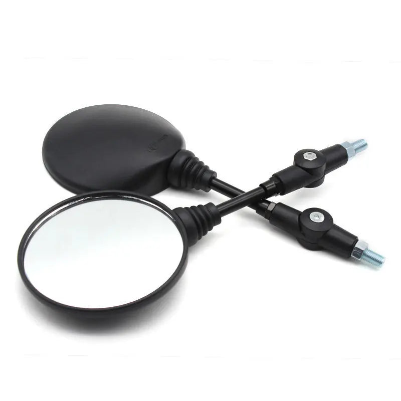 2pcs Foldable Round 10MM Motorcycle Rearview Mirrors - Universal Fit Black
