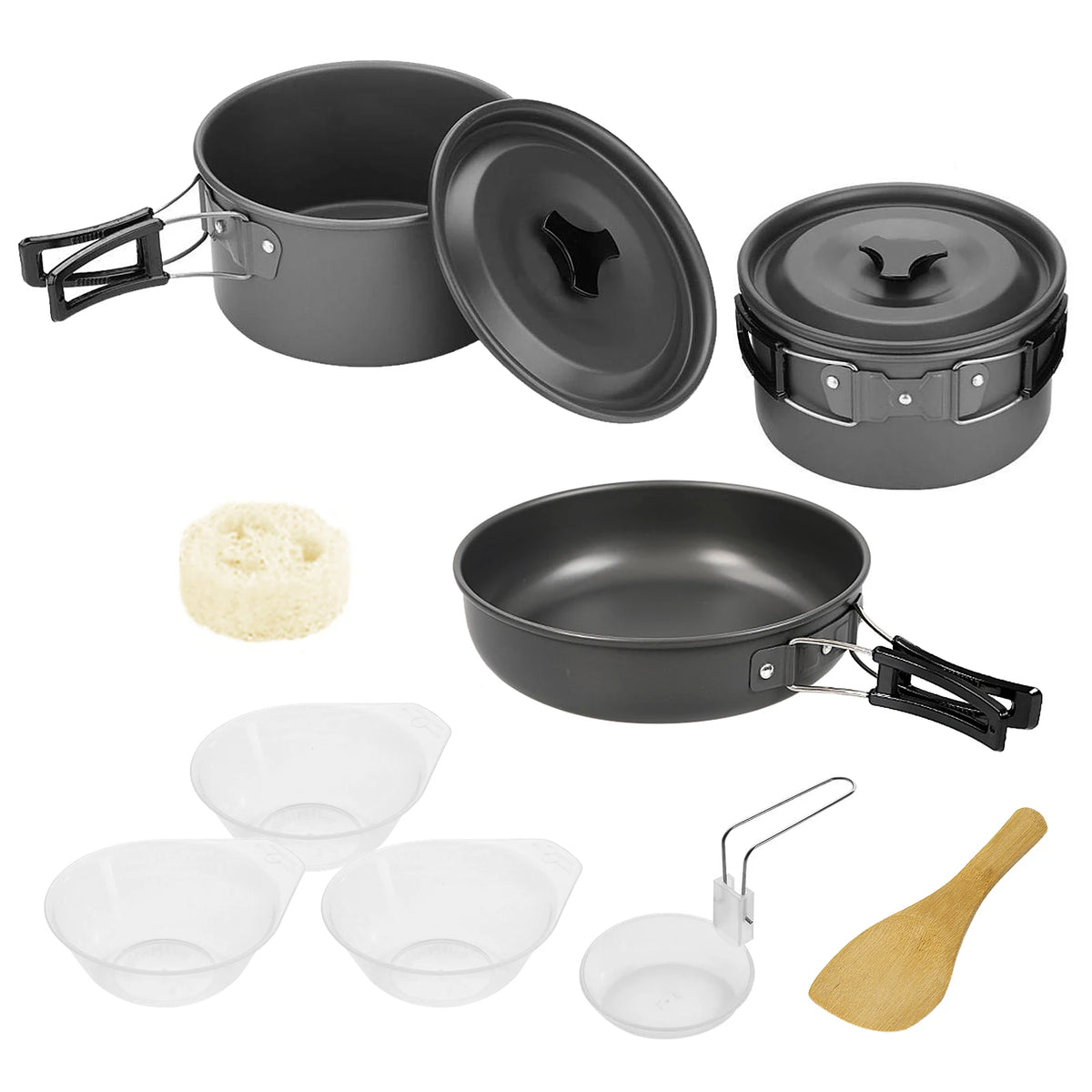 Camping Cookware Set Lightweight Non-Stick Pots Pans for 2-3 Person Outdoor