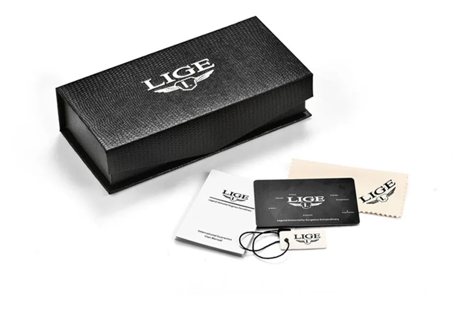 LIGE Original Luxury Men's Watch with Box choice of finish, Perfect Gift