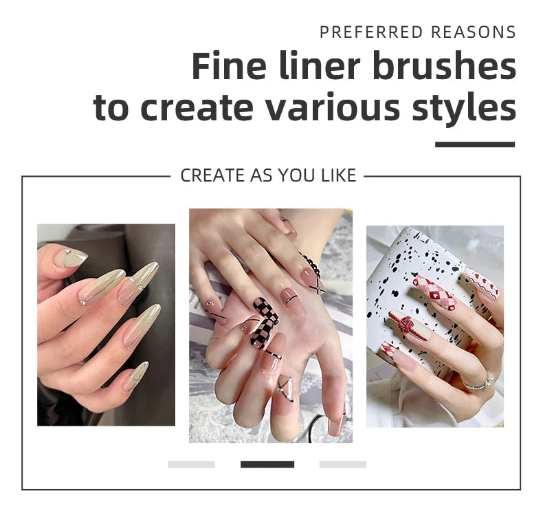 5PC Nail Art Liner Brushes Set - Metal Handle, Acrylic UV Gel Paint DIY Manicure