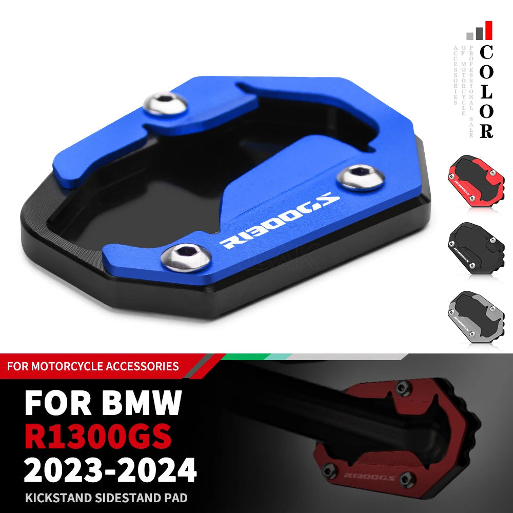 BMW R1300GS CNC Kickstand Side Stand Extension Enlarger Plate Pad 2023–2024